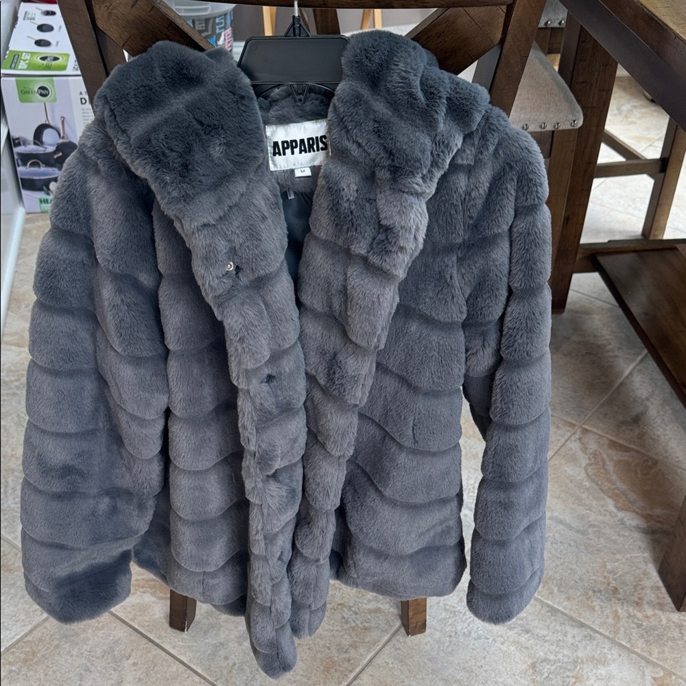 Apparis Charcoal Faux Fur Jacket